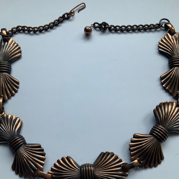 VTG Burnished Copper Modernist Choker Necklace - Picture 4 of 7